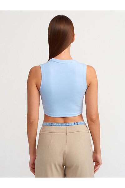 Dilvin Model 30125 - Crop Top albastru simplu și elegant