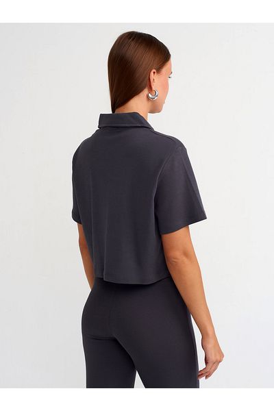 Dilvin 30961 - Anthracite Polo Collar Cotton T-shirt
