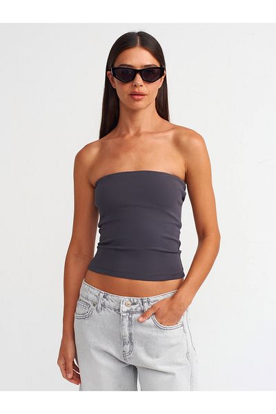 Dilvin 20659 Model Anthracite Strapless Blouse
