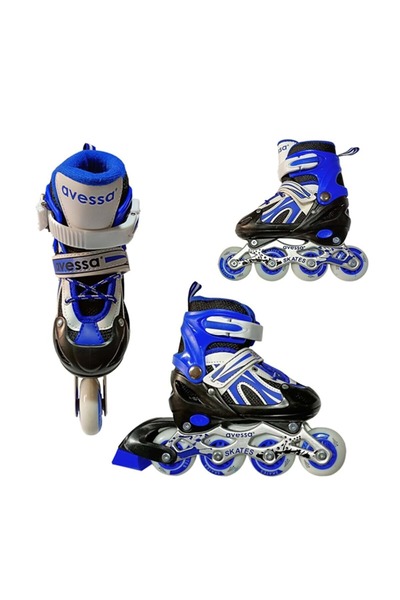 KOCAMANLAR Avessa Lighted Caster Double Row Adjustable Skate (Wheel Attachments Available Inside) BLUE
