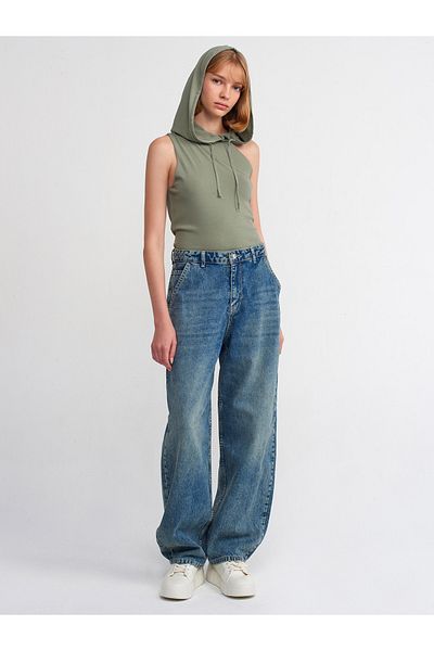 Dilvin 71391 Tint Wash Denim Baloon Pants-Tint