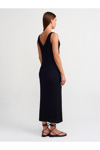 Dilvin 90212 Rochie neagră de tricotaj cu decolteu în V