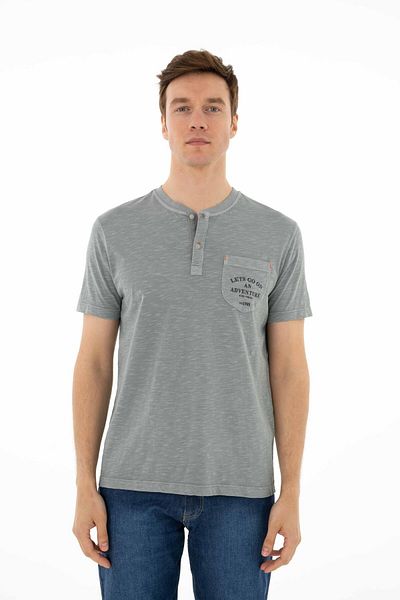 Arma Tricou albastru pentru bărbați, cu croială normală, cu vopsire în bucăți, cu gâtul turn, Y 25344490001