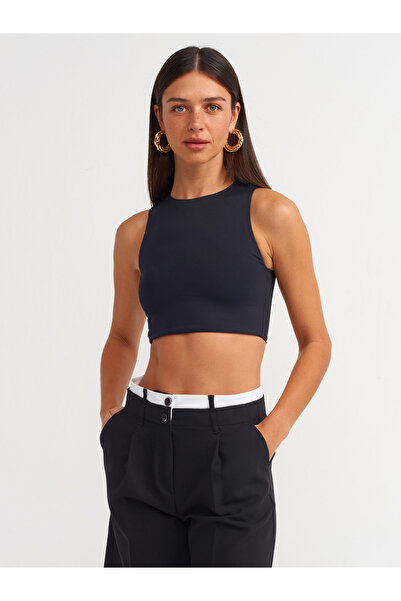 Dilvin 20902 Polyamide Crop Top-Black