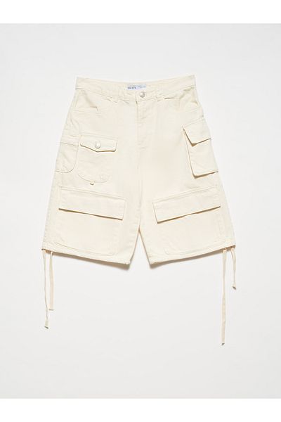 Dilvin 70970 Cargo Pocket Shorts-εκρού
