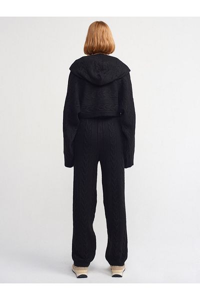 Dilvin 70158 Hair Knitted Knitwear Trousers-Black