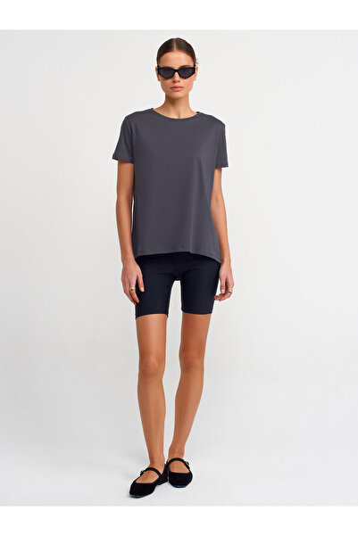 Dilvin 3471 100% Cotton Crew Neck Basic T-Shirt-Anthracite