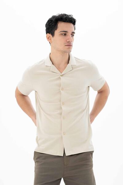 Arma Men's Beige Large Size Polo Collar Shirt Y 25184866501