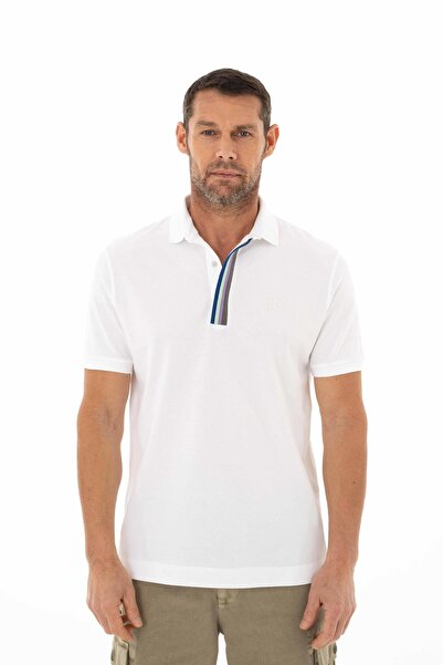 Arma Чоловіча біла футболка з коміром-поло Regular Fit Y25374306001