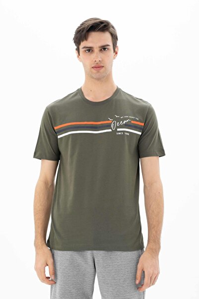 Arma Ανδρικό μπλουζάκι Khaki Regular Fit Crew Neck Y 25344404501
