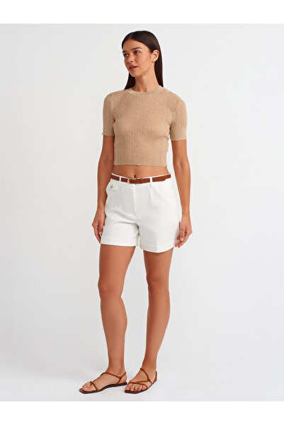 Dilvin Model 10571 - Bluză Bej Transparentă De Tricot