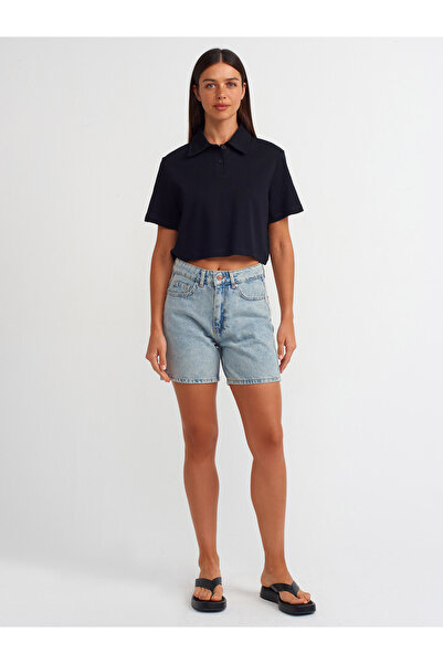 Dilvin 30961 Polo Yaka Pamuklu T-shirt-siyah