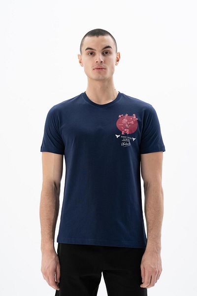 Arma Ανδρικό μπλουζάκι Navy Blue Regular Fit Crew Neck Y 25344405001