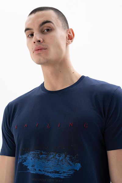 Arma Ανδρικό μπλουζάκι Navy Blue Regular Fit Crew Neck Y 25344405301