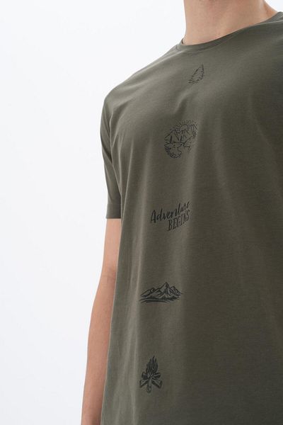 Arma Ανδρικό μπλουζάκι Khaki Regular Fit Crew Neck Y 25344405401