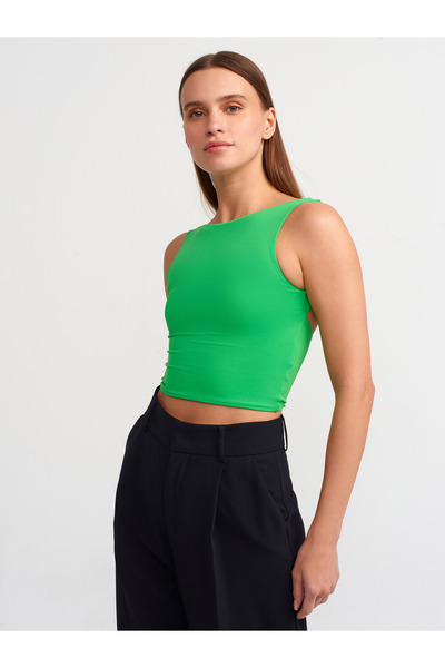 Dilvin Crop Top Verde - 30673 Spatele Deschis