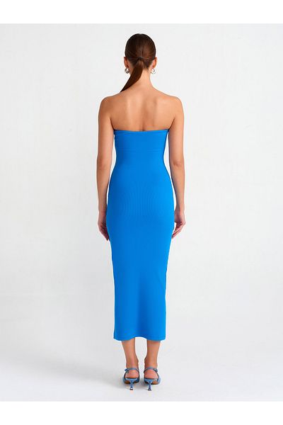 Dilvin 91100 Rochie Midi fără bretele-Sax