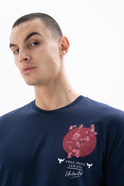 Arma Ανδρικό μπλουζάκι Navy Blue Regular Fit Crew Neck Y 25344405001