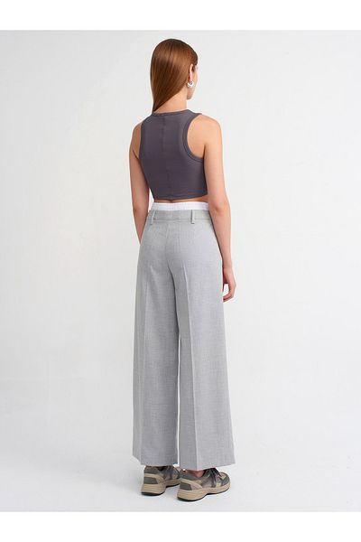 Dilvin 71286 Double Waist Banded Trousers-grey