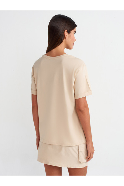 Dilvin 30828 Tricou cu bijuterii-Bej deschis