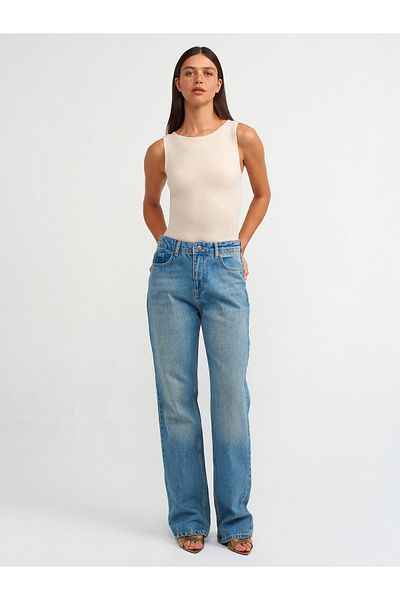 Dilvin 71466 Pantaloni drepti din denim-albastru