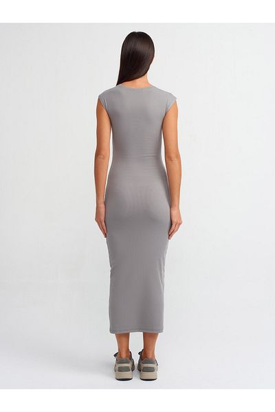 Dilvin 91126 Model Rochie gri Potrivita pentru tipul de corp