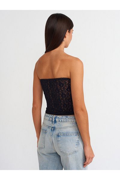 Dilvin 31012 Model Strapless Black Lace Top