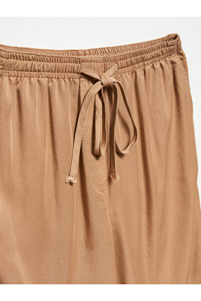 Dilvin Μοντέλο 71536 - Καφέ φαρδύ παντελόνι με δέσιμο στη μέση, μέγεθος S