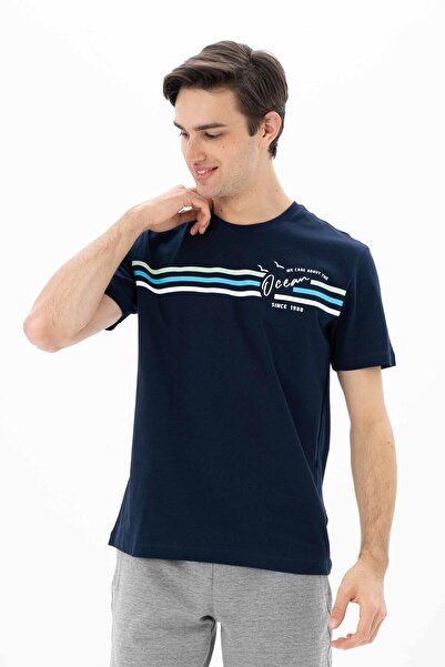 Arma Чоловіча темно-синя футболка великого розміру з коміром-стійкою Y25344869901