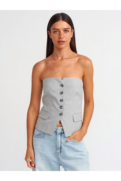 Dilvin 60550 Model - Strapless Gray Classic Vest