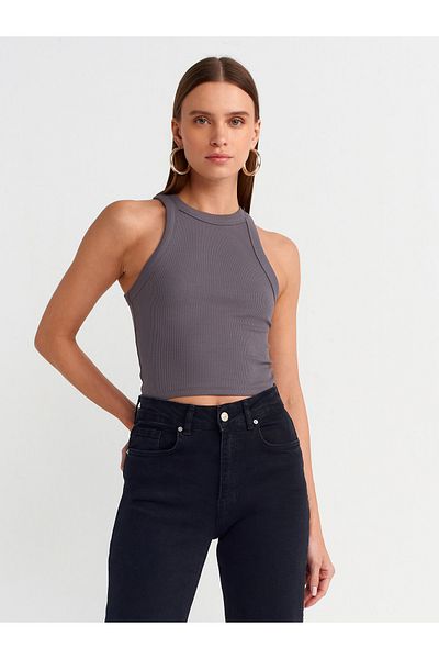 Dilvin 20810 Crop Top-Smoked