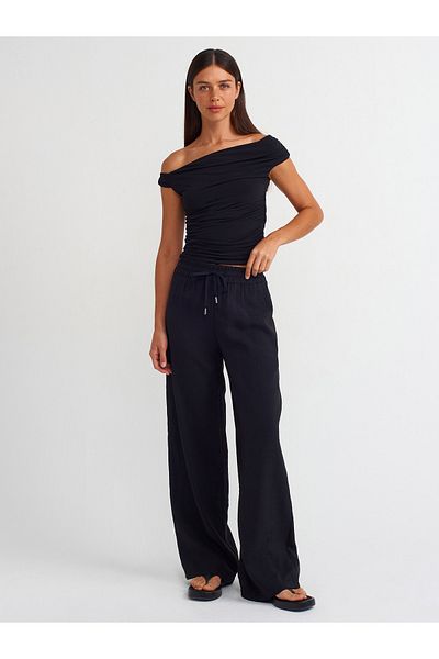 Dilvin 71515 Model - Black Full Trousers with Elastic Waist