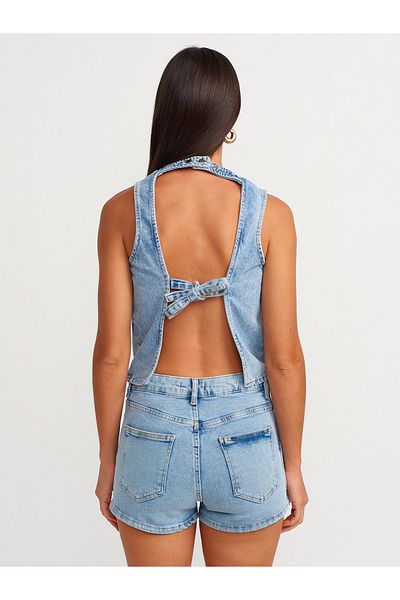 Dilvin 71508 Fusta albastră pantaloni scurți din denim