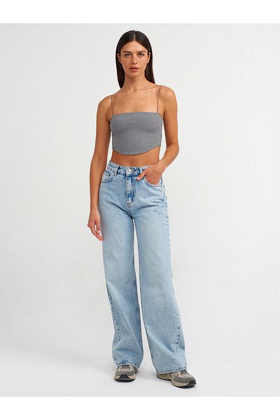 Dilvin 71481 Pantaloni din denim din țesătură groasă pentru spălarea zăpezii-albastru
