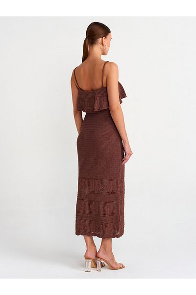 Dilvin 90195 Suspender Knitwear Dress-coffee