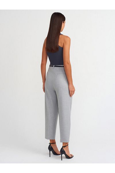 Dilvin 71517 Gray Regular Waist Carrot Pants