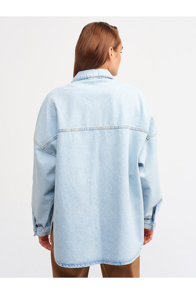 Dilvin Model 5307 - Cămașă albastră supradimensionată