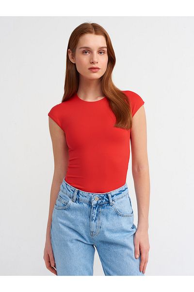 Dilvin 30856 Πολυαμίδιο T-shirt-Κόκκινο