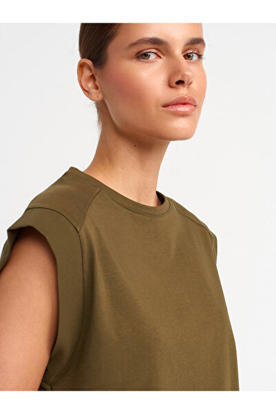 Dilvin 30724 Βαμβακερό T-shirt-Χακί