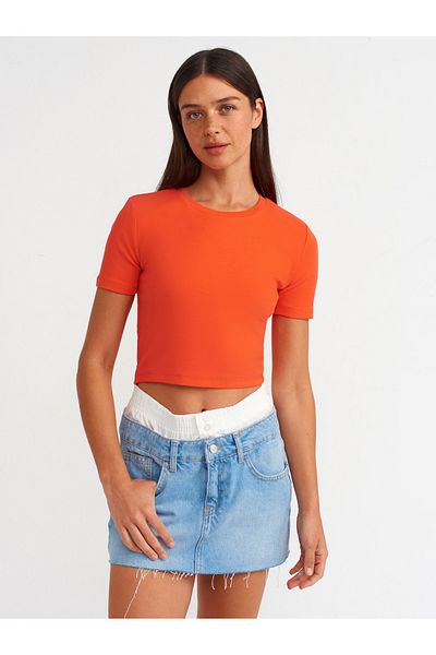 Dilvin 30124 Red Crop T-Shirt