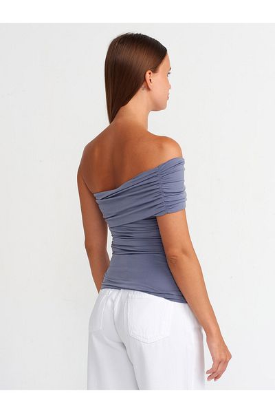 Dilvin 31090 Asymmetrical Smoked Blouse