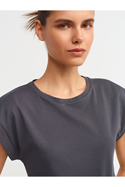 Dilvin 3504 100% Cotton Crew Neck Combed Cotton T-Shirt-Anthracite