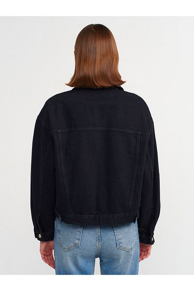 Dilvin Black Oversize Denim Coat with Number 65353