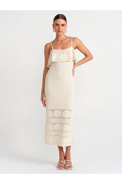 Dilvin 90195 Suspender Knitwear Dress-ecru