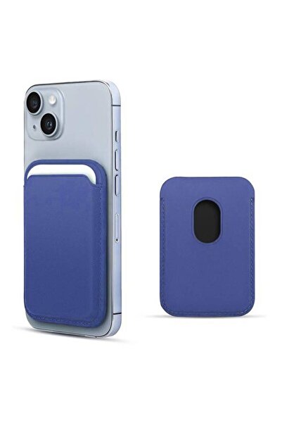 Velvoria Apple iPhone 14 Plus 6.7'' Magsafe Leather Card Holder Blue