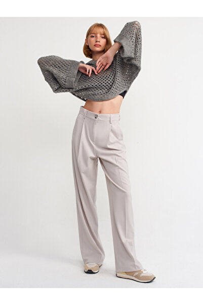 Dilvin 10454 Κουκούλα Glitter Κιμονό πουλόβερ-γκρι-ασημί