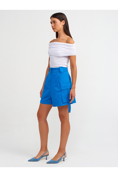 Dilvin 30851 Omuzları Düşük Bluz-Beyaz