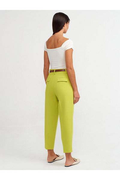 Dilvin 71292 Arched Carrot Fit Trousers-Pistachio Y.
