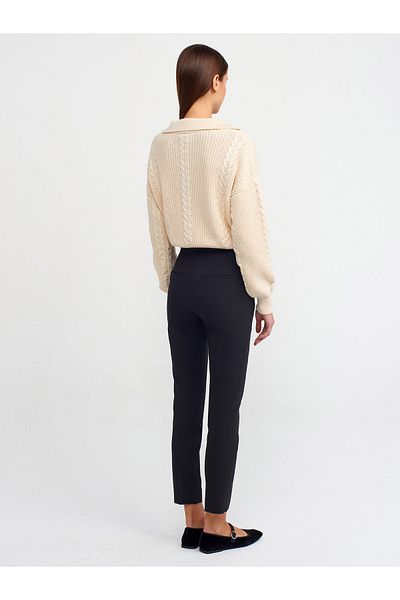 Dilvin 71263 Skinny Cut Normal Waist Trousers-Black