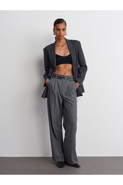 Dilvin High Waist 71526 Model Belted Trousers - Anthracite
